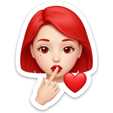 Emoji, girl's face blowing a kiss, puckered lips, small heart sticker