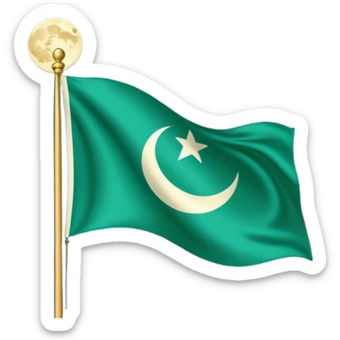 Uzbek flag fluttering in the moon sticker