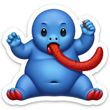 A fat blue takis Alive eating red takis sticker