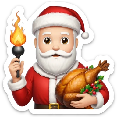 Santa holding a bomb and a turkey sticker