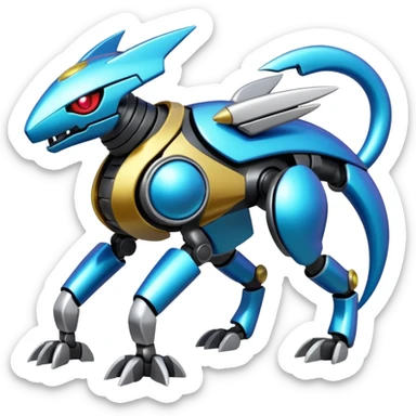 Mechanical Shiny Futuristic Modern Cybernetic Protogen-Fakémon-Pokémon-creature-fusion (full body) sticker