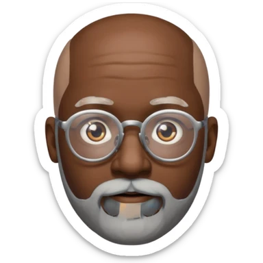 bald headed silver beard black man glasses sticker