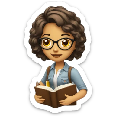 Emoji de chica estudiante con libro sticker