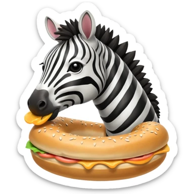 zebra eating bagel sticker