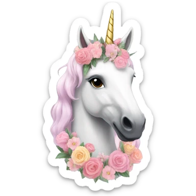 unicorn with flower crown sticker