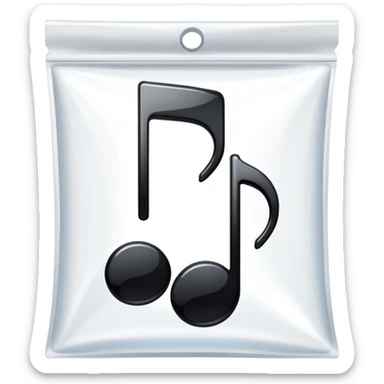 ziplock bag containing a single musical note sticker