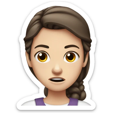 Angry white girl with dark brown hair sticker
