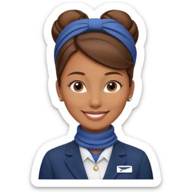  flight attendant, Light Brown skin, brown hair in a bun, neck scarf sticker