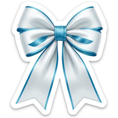 white satin bow, long ribbon tails sticker