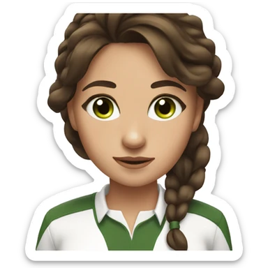 equastrian girl with medium length brunette hair and green eyes sticker