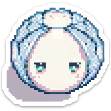 a cute white pearl, pixel art style, small size, simple face sticker