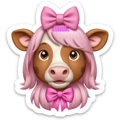 Make a cute brown cow with a light brown wig and brown eyes sticker