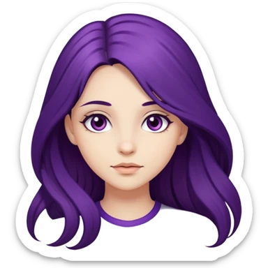 pretty girl with long dark purple hair, fair skin, and hazel eyes sticker