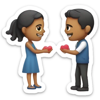 Pareja con corazones y besos sticker