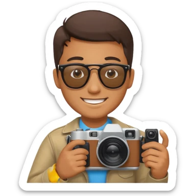 man with camera sticker