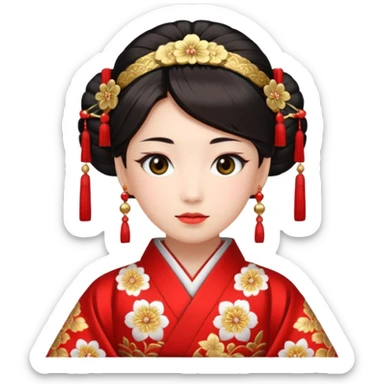 Japanese Princess with in red ceremonial robe kimono sticker