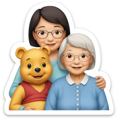 Big winne the Pooh and Asian grandma sticker