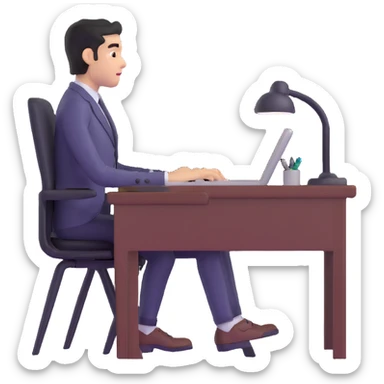 coder at a desk sticker