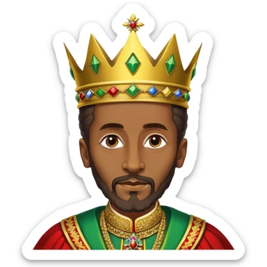 Haile Selassie I, regal, dignified, wearing a crown and traditional Ethiopian royal attire sticker
