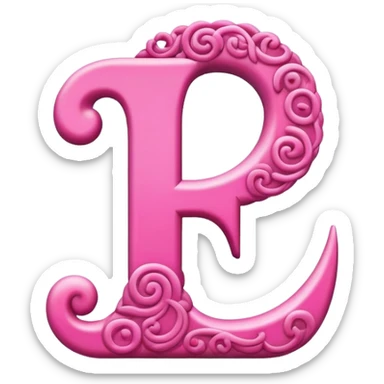 Pink, romantic, refined, fancy, letter “F” of the alphabet sticker