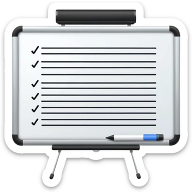 Whiteboard with lines indicating written notes sticker