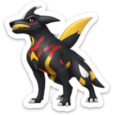 Black Cool Edgy Nargacuga-Houndoom-Garchomp Fakémon  with White and Red and yellow and black Edgy markings sticker