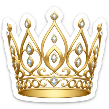 gold tiara with large white diamonds sticker