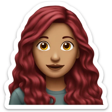 Beautiful tattooed burgundy long haired woman sitting on a bench sticker