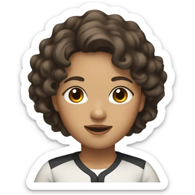 Southeast Asian female with black, wavy curly hair, light brown skin, and overweight. sticker