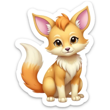 Kawaii bright colorful fantasy ethereal anthro fursona animal with a tufted tail and round ears sticker