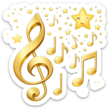singing notes become stars flowing in the night sky sticker