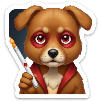 dog being a drug addict and smoking a joint sticker