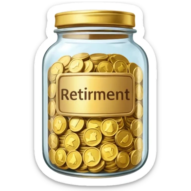 jar with money and label on the jar that says RETIREMENT sticker