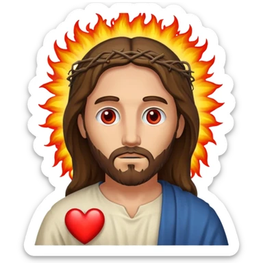 Jesus with burning Eyes an With hears  sticker