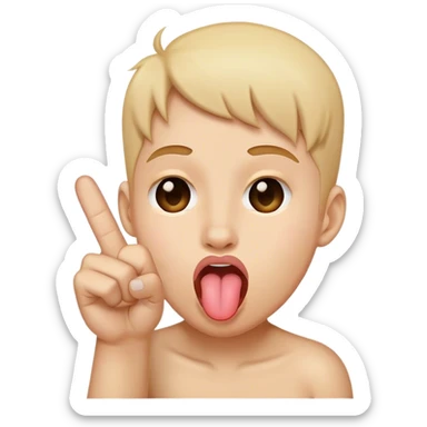face with tongue out sticking up middle finger sticker