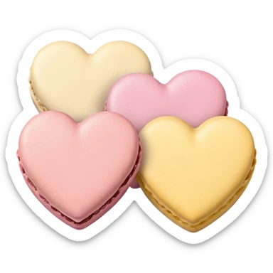 Macaroons in the shape of hearts in soft pink, beige and yellow pastel colors sticker