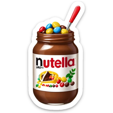 Un vaso cubierto de nutella arriba fresas y mym sticker