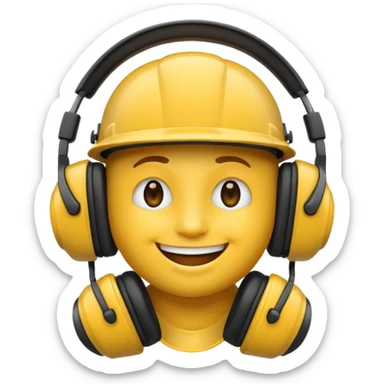 un emoji qui écoute de la musique avec un casque avec un léger sourire sticker