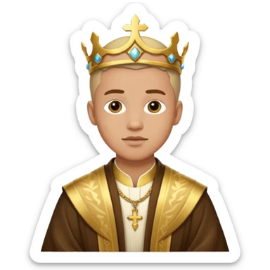 A biblical illustration of the Rich Young Ruler, a well-dressed young man in fine robes with gold accents sticker