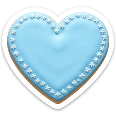 Realistic shortbread cookie in the shape of a heart with pastel blue sticker