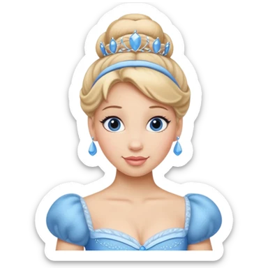 Princesa cinderella Disney com vestido grande e cheio com um coque sticker