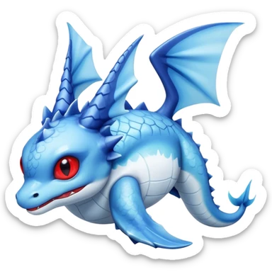 Edgy cool Lapras-Vaporeon-creature-hybrid full body, four legs, red eyes,  sticker