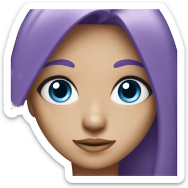 blue eyed girl with purple hair sticker