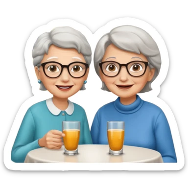 conversación dentro de un restaurant  dos personas y una de las persoans sea una abuela sticker