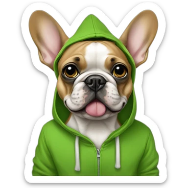 Frenchbulldog redfawn with Green frog hoodie sticker