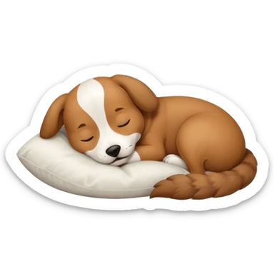 Dog sleeping with a pillow sticker