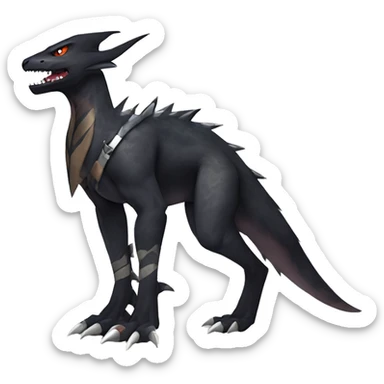 Black Cool Edgy Nargacuga-Garchomp-Houndoom-Sergal Fakémon with Edgy markings,  full body sticker