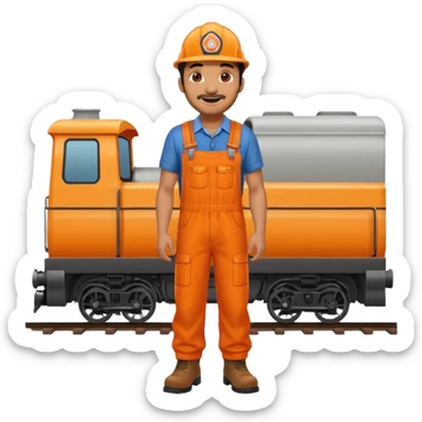 Indian male railway engineer orange overalls, boots  sticker