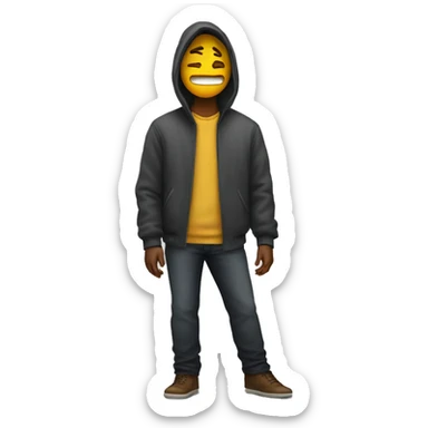 Person shaws his soul under the jacket  sticker