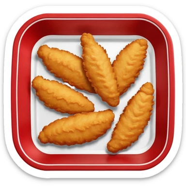 breaded chicken tenders in a red paper food tray  sticker